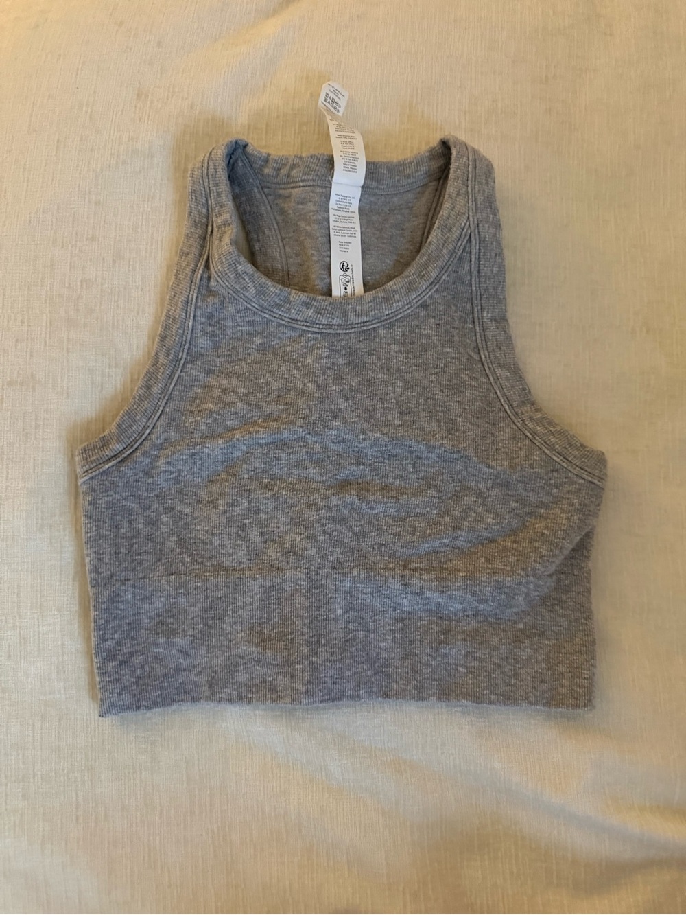 ALO Yoga Gray Ribbed Crop Tank - Heather Gray